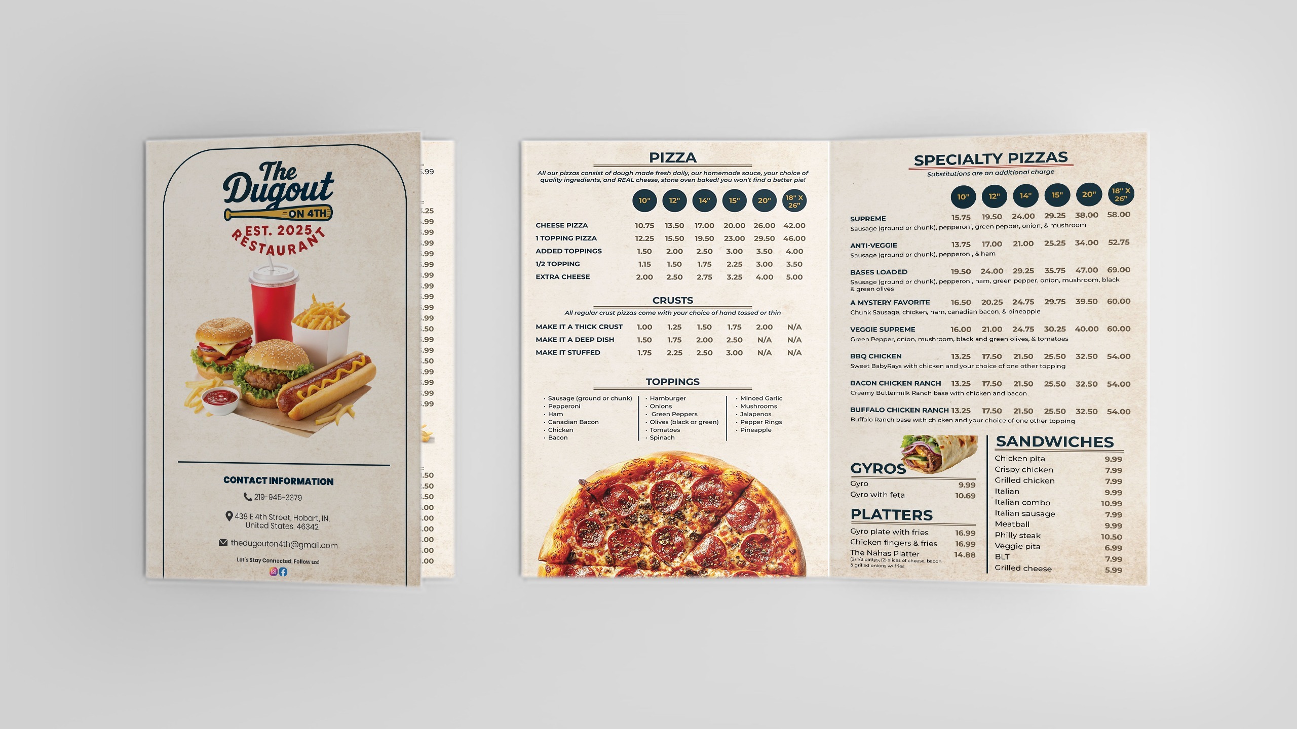 Bifold Folded Menu