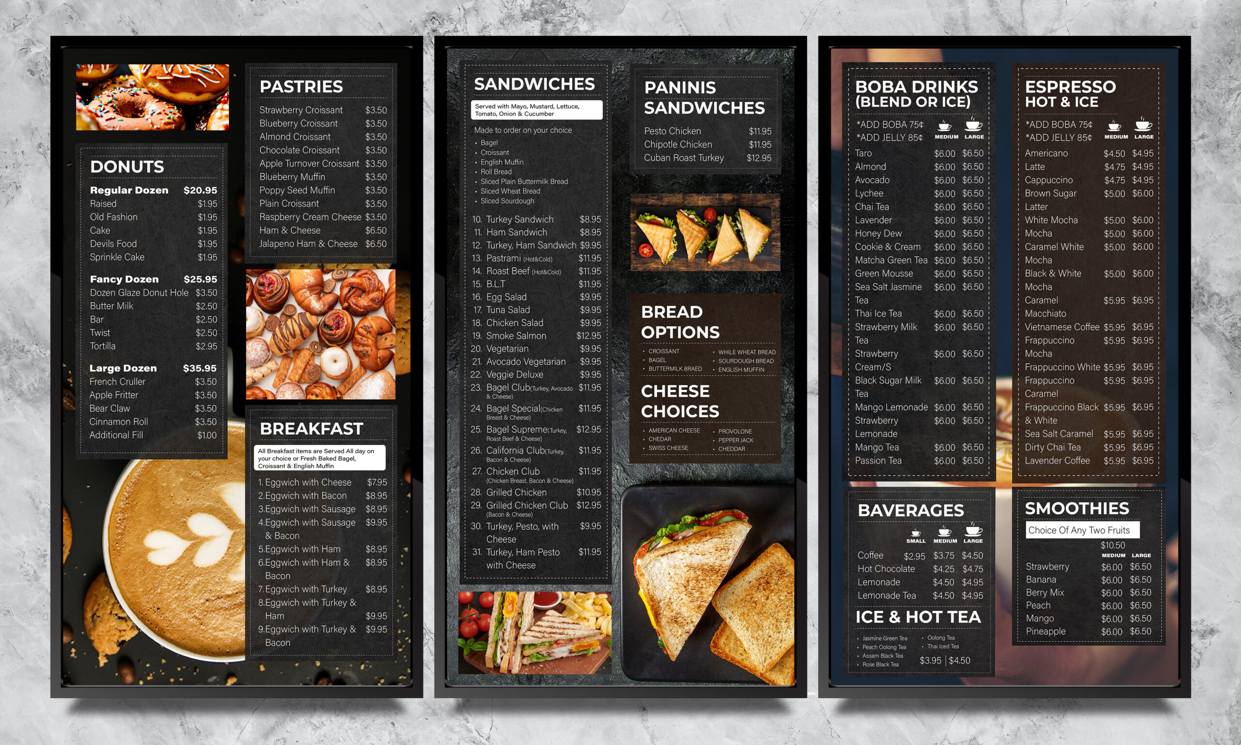 Static Digital Menu Vertical