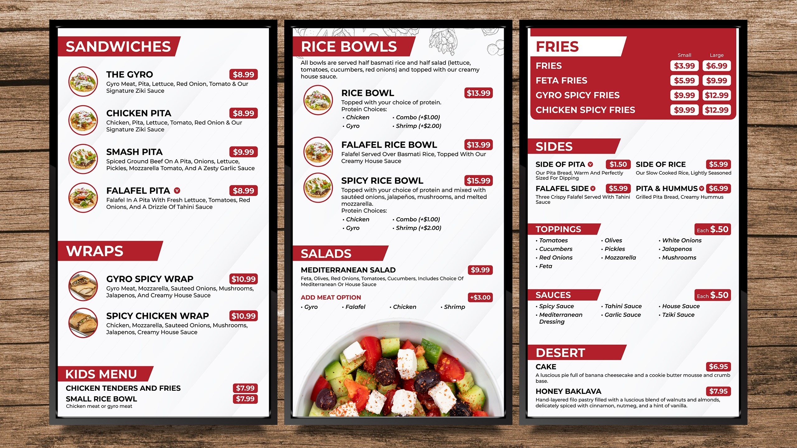 Static Digital Menu Vertical