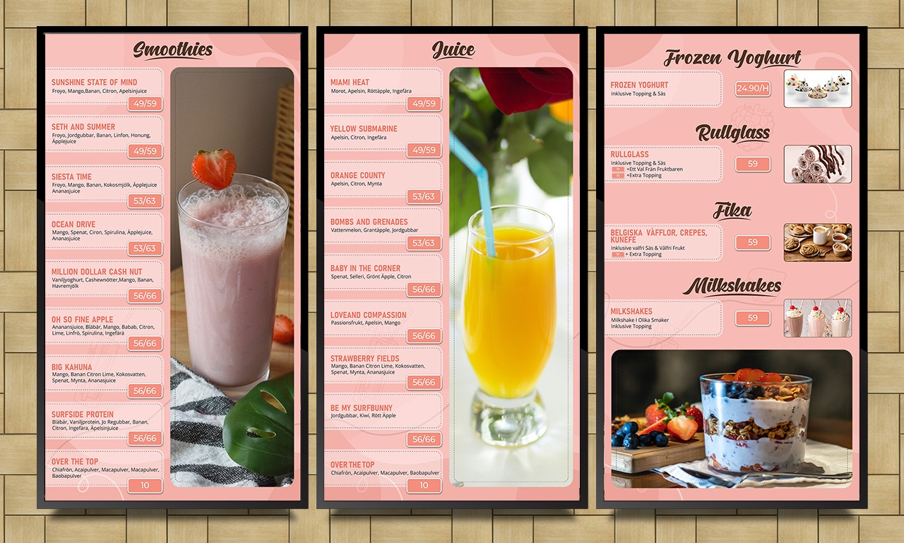 Static Digital Menu Vertical