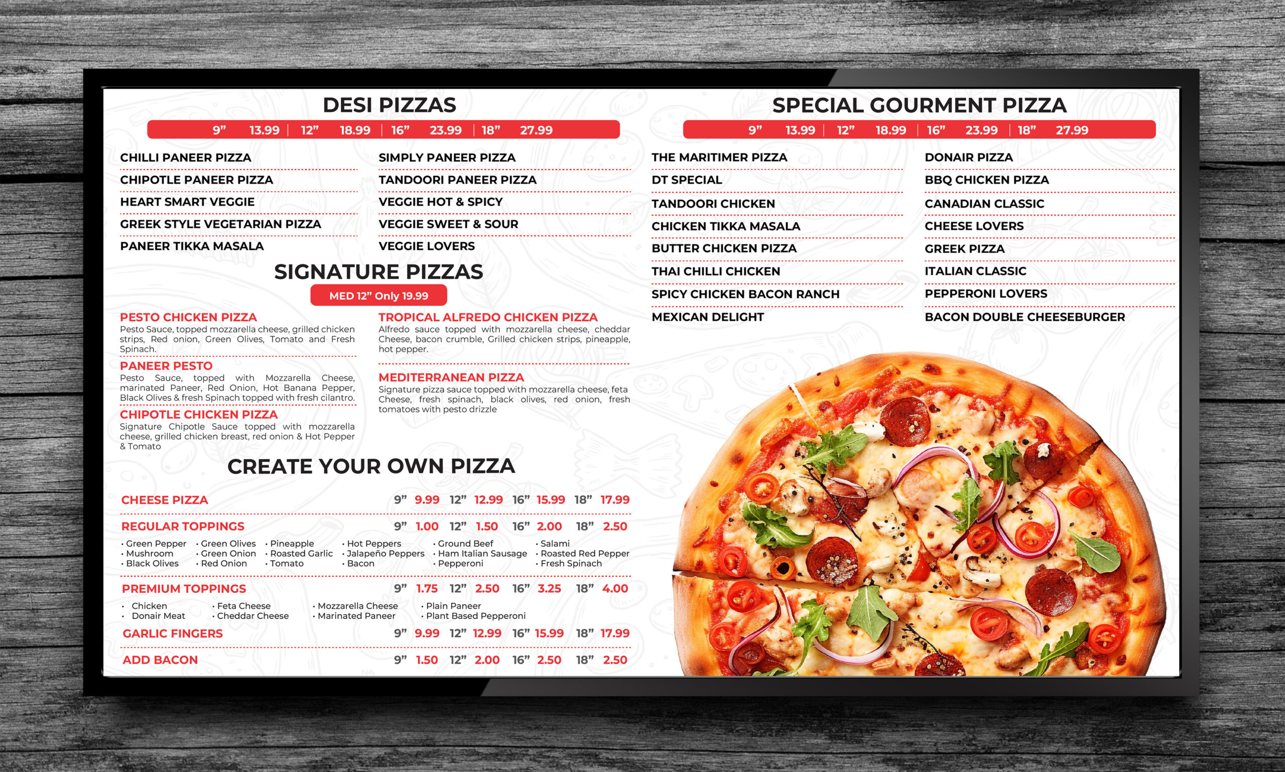 Static Digital Menu