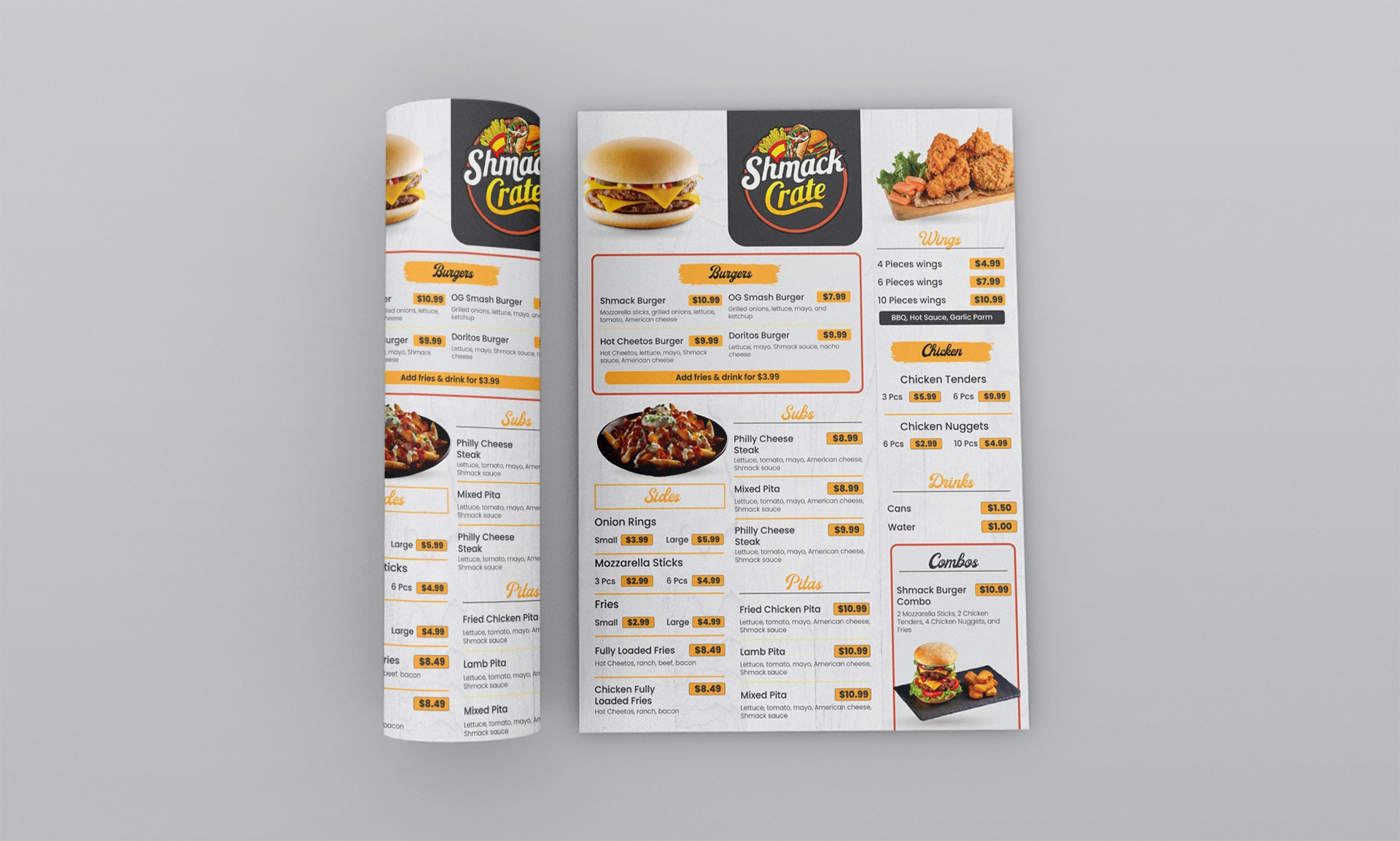 One Sided Single Page Menu & Flyer