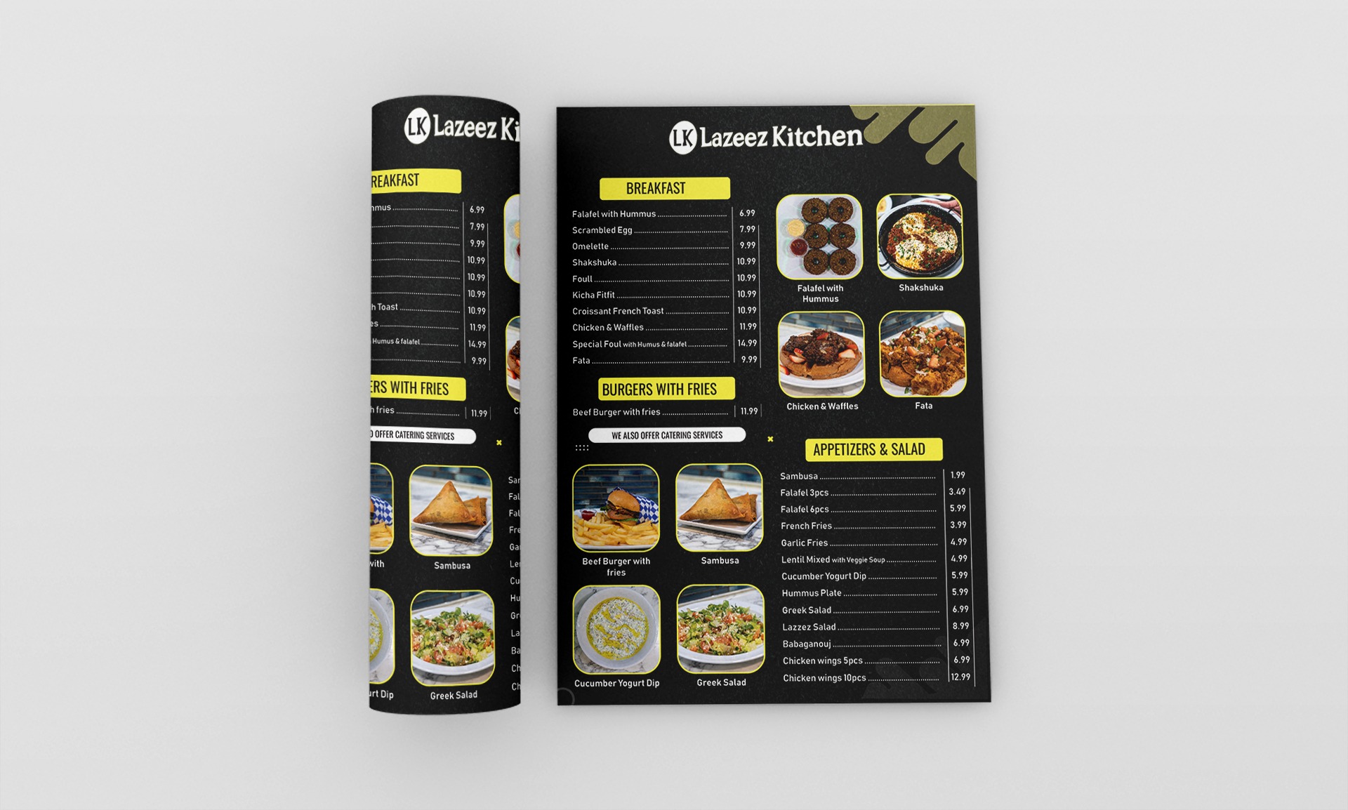 One Sided Single Page Menu & Flyer