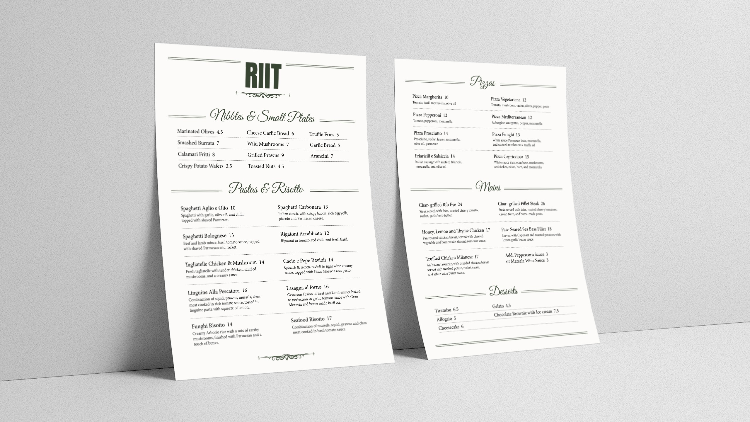 Double Sided Single Page Menu & Flyer