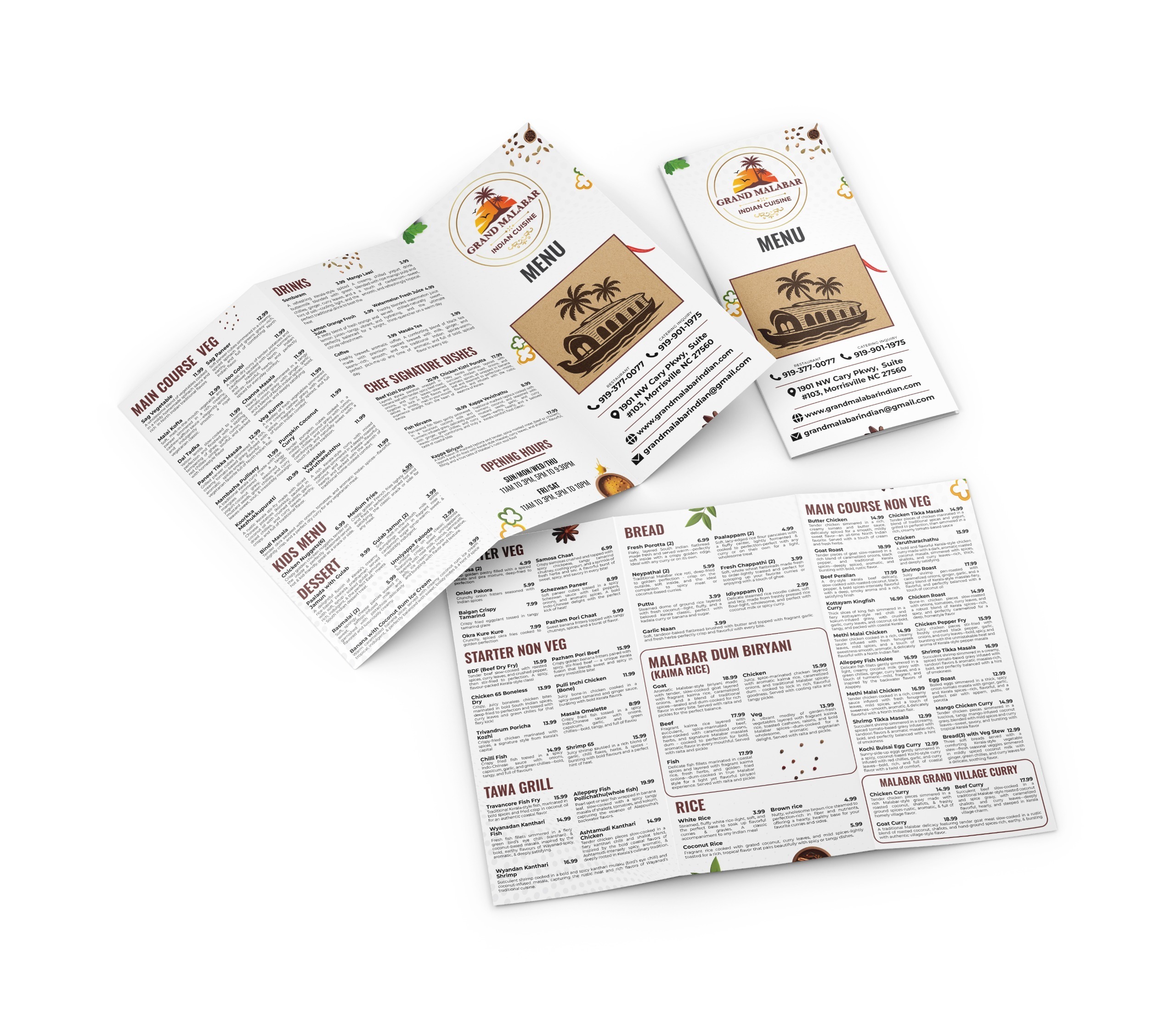 Trifold Folded Menu