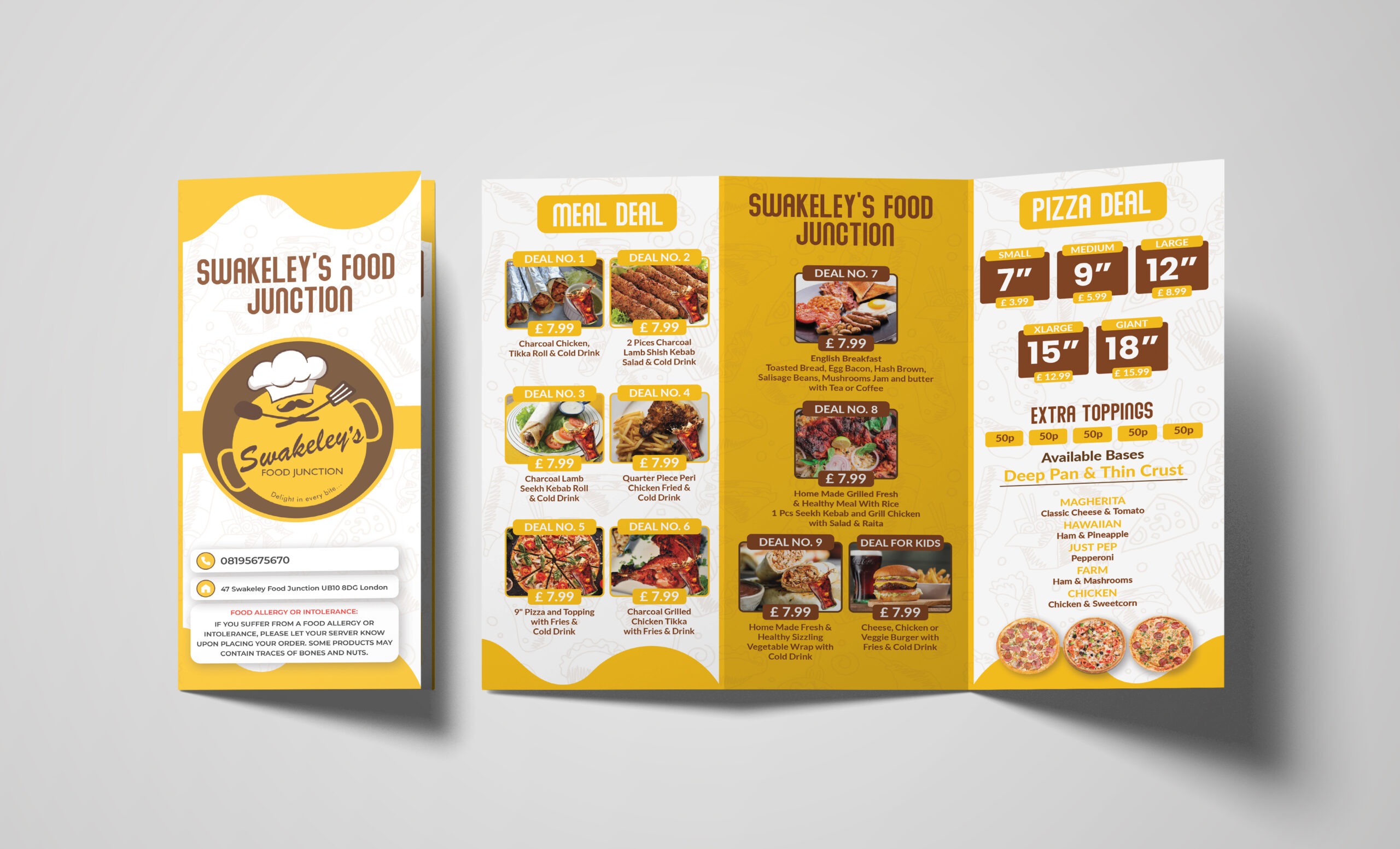 Trifold Folded Menu